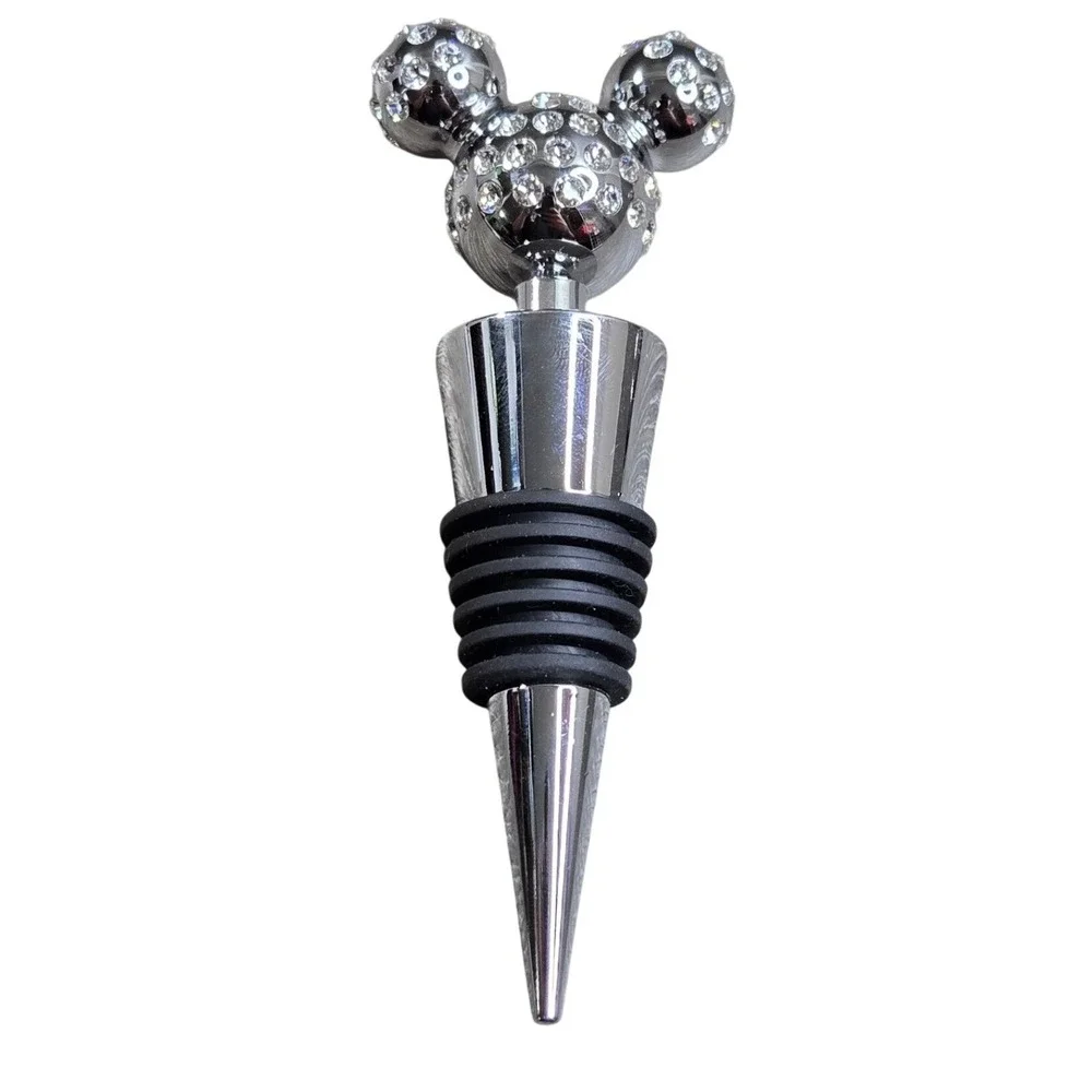 Disney Mickey Mouse Wine Bottle Stopper Silver Rhinestone Crystal Bling